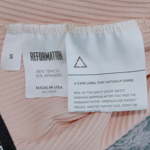 Reformation Macey Bodysuit Sleeveless Tie Shoulder Ribbed Soft Pink Womens Sz S - Picture 5 of 10